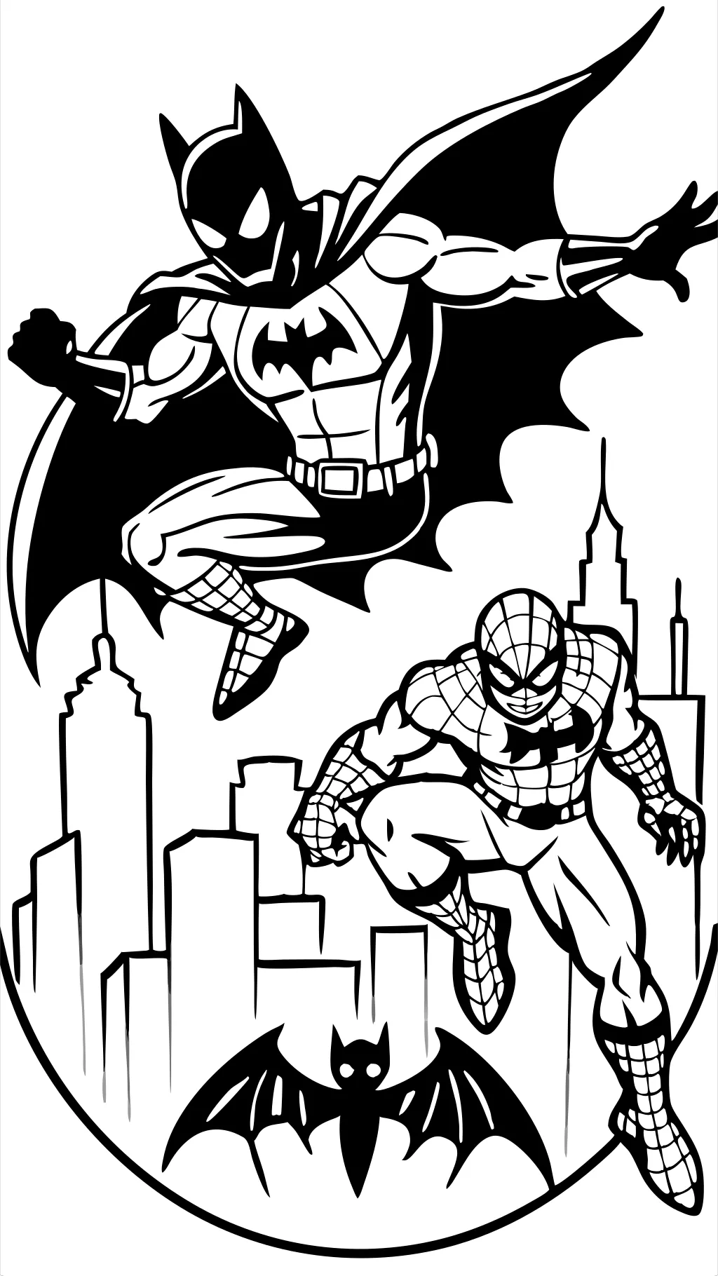 Páginas para colorear de Batman y Spiderman